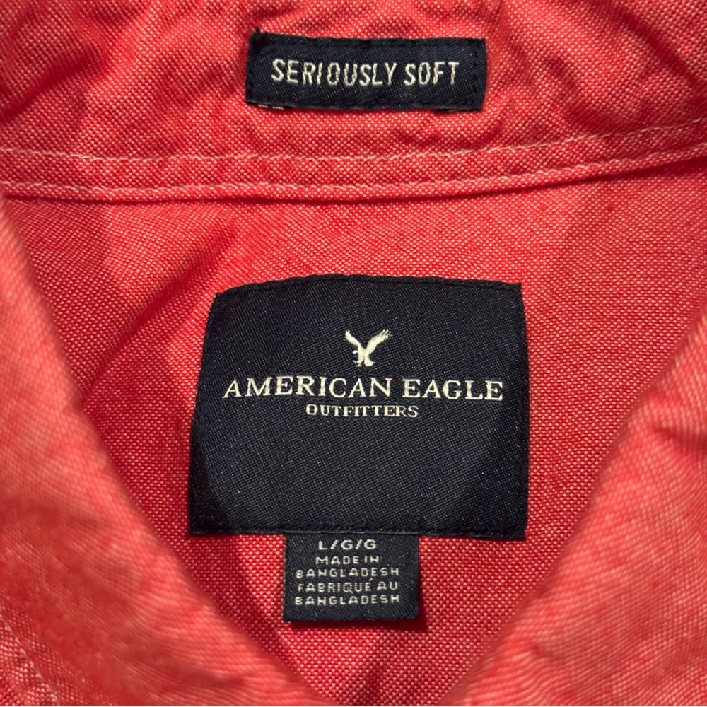 American Eagle, Red/White, Dress/Casual, Button-Down Long Sleeve, Men’s, Large